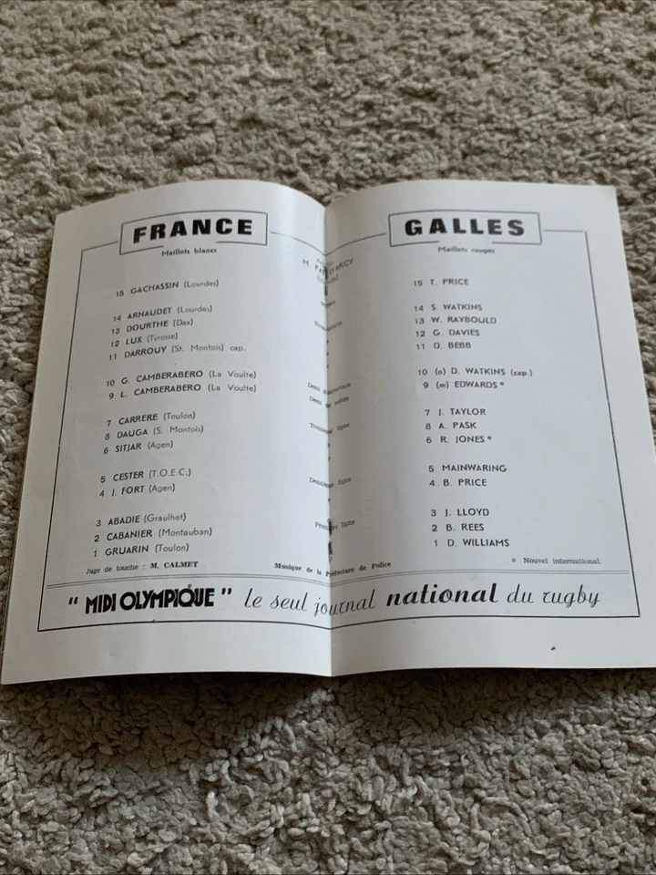 FRANCE v WALES 1 April 1967 RUGBY PROGRAMME at PARIS GALLES GOOD CONDITION - Image 3 of 4