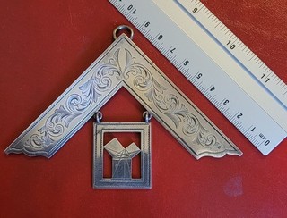 Franc maconnerie équerre bijou Argent Massif 1905