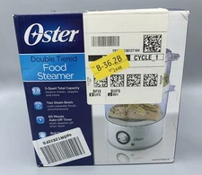 Oster Double Tiered Food Vegetable Electric Steamer 5 Qt White CKSTSTMD5-W