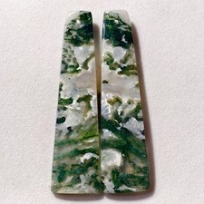 53 Cts Natural Moss Agate Drilled Match Pair Cabochon Gemstone 54 X 14 MM