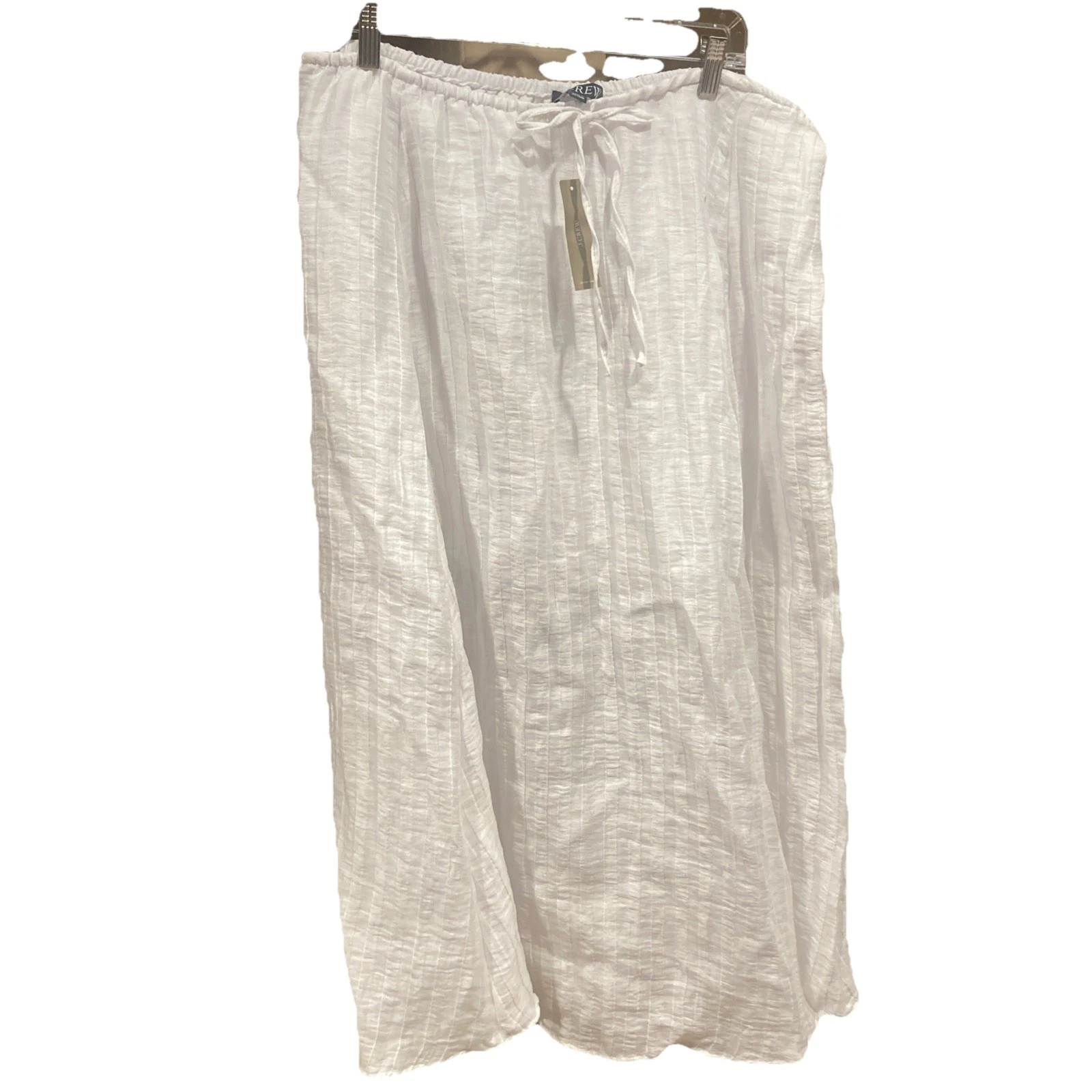 J.CREW 2XL Pleated Drawstring Maxi Skirt Linen Blend White Boho Cottagecore Slit