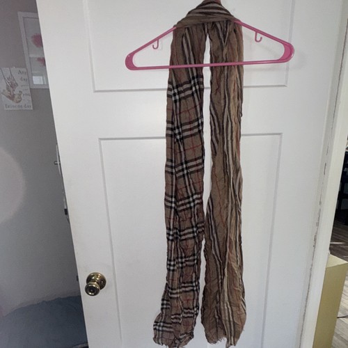 Burberry Beige Plaid Wool Silk Rectangle Scarf 220x70cm Made in Italy