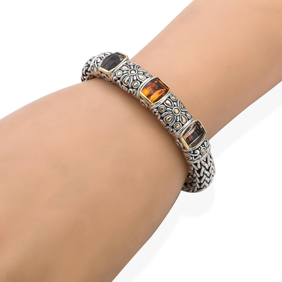 Браслет кварцевый с цитрином и дымчатым серебром John Hardy 18 карат - Изображение 3 из 4