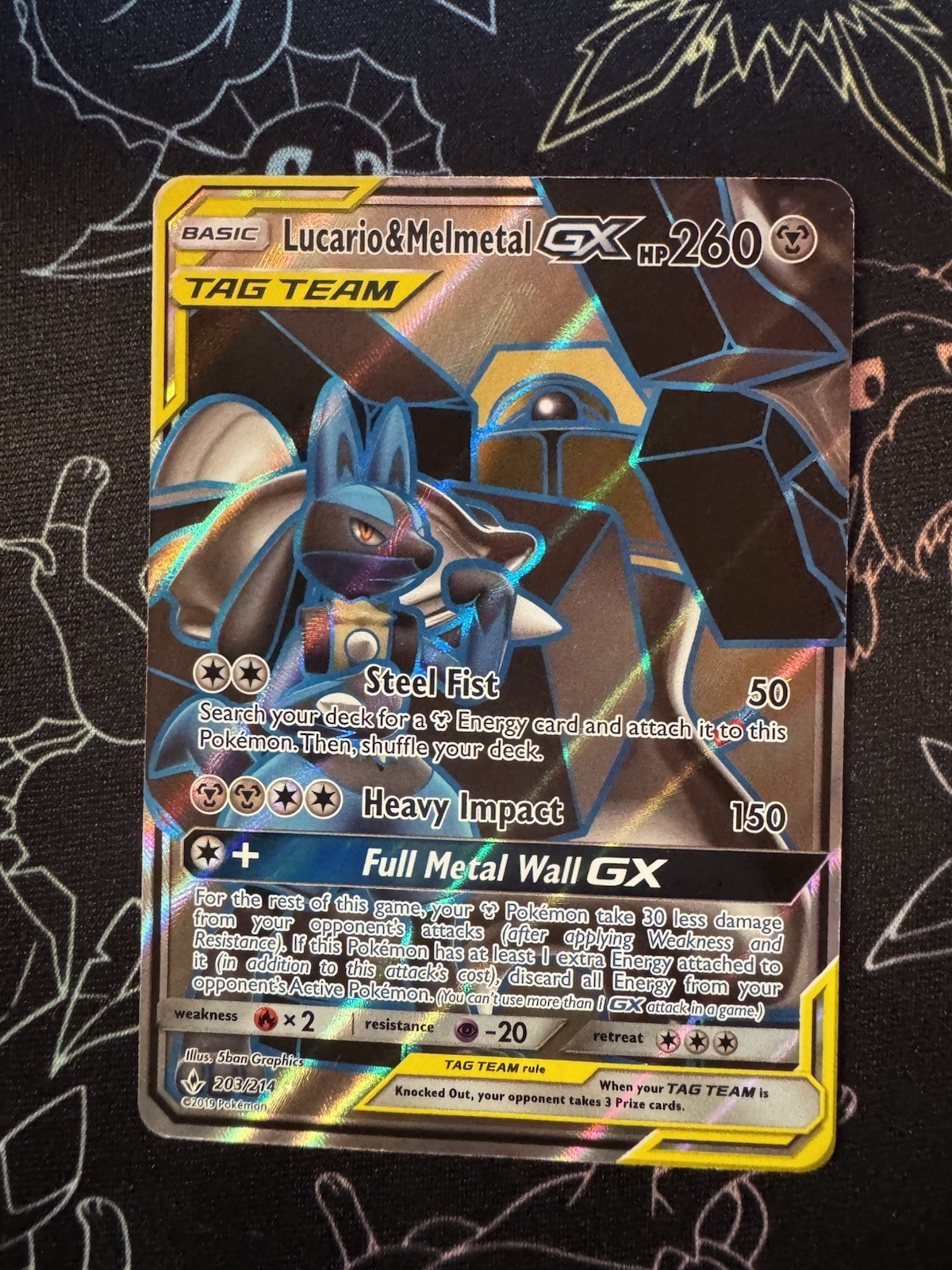 Lucario & Melmetal GX 203/214 Tag Team NM Pokemon TCG Sun & Moon Unbroken Bonds