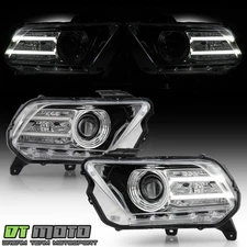 Chrome *Halogen Model* 2010-2014 Ford Mustang w/LED DRL Tube Projector Headlight