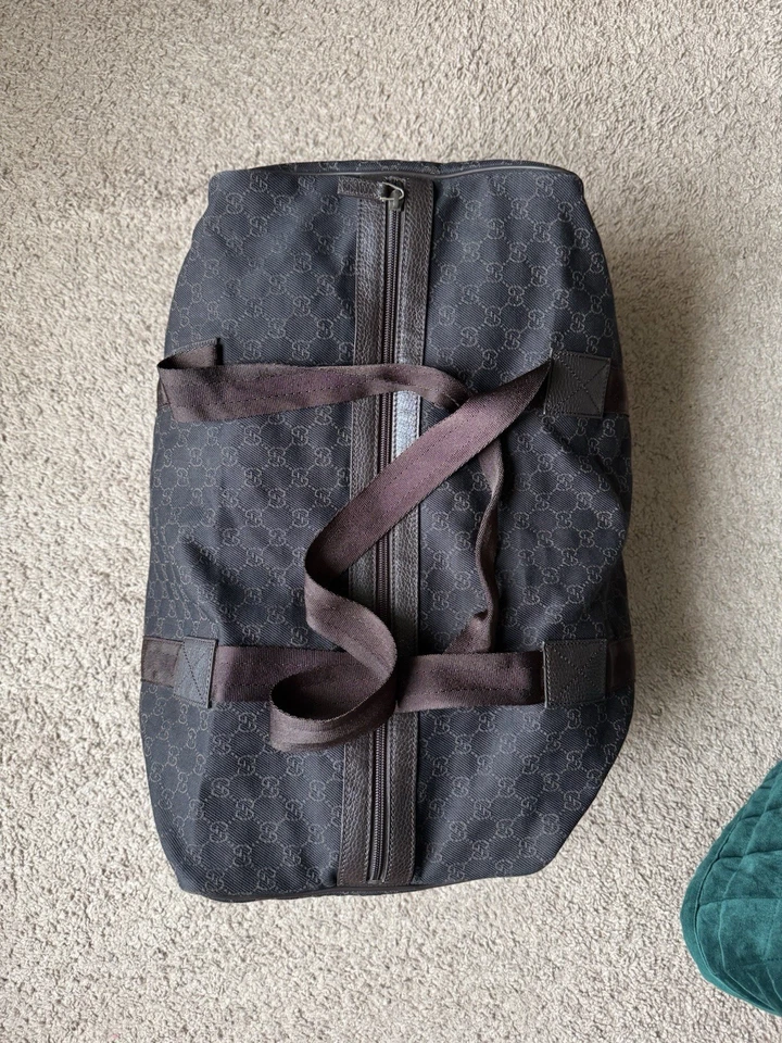 Bolso de Viaje Gucci GG Monograma Marrón Lona Suave Fin de Semana Cremallera Llevar Foto 4 de 4