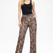 Snake Print High-Waisted Straight Leg Pants Y2K Trendy Statement Pants sz4 Edgy