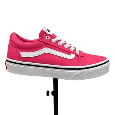 Vans Ward Youth Girls Canvas Skateboard Sneaker Size Pink-White