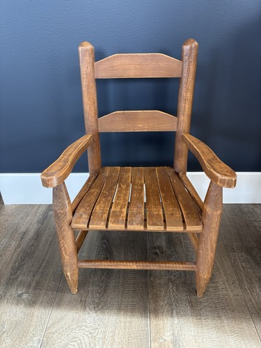 Vintage Child's Wood Slat Chair Small Wooden Seat Farmhouse Style Furniture Kids
