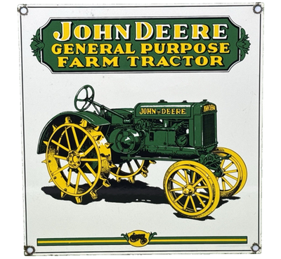 #ad #ad VINTAGE JOHN DEERE TRACTOR PORCELAIN SIGN SERVICE GAS OIL DEALERSHIP FARM $114.57