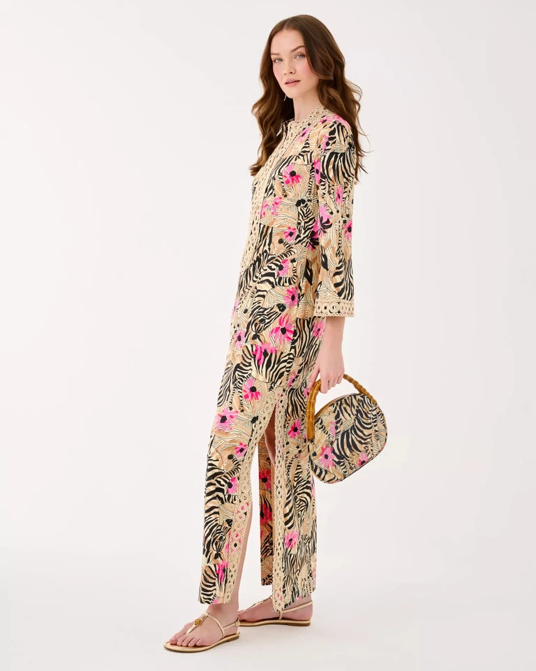 NWT Lilly Pulitzer Shealyn Stretch Maxi Caftan Rutabaga El Morocco Full Size - Image 4 of 4
