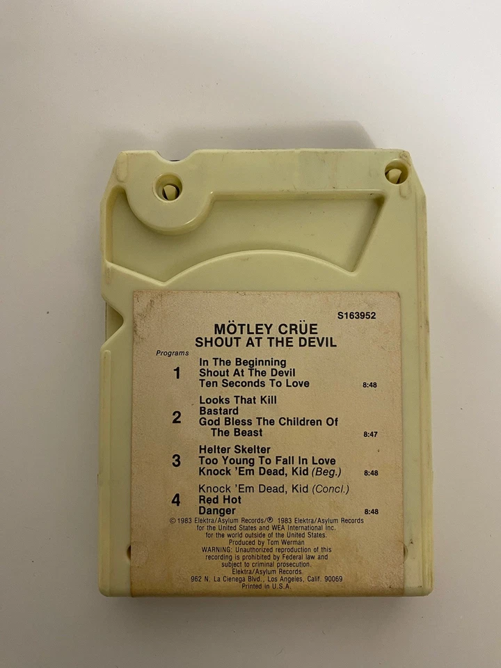 Motley Crue Shout At The Devil 8 Track Tape 1983 Rock Elektra Record Club — 第 3/4 张图片
