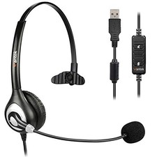 Image of USB Headset with Microphone Noise Cancelling & Audio Controls Business