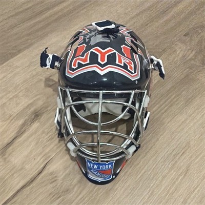 New York Rangers Goalie Full Face Ice Hockey Helmet Mask w/ Cage, Chin Strap