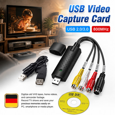 USB-Videoaufnahmekarte Easy Cap VHS VCR Mini DV Hi8 DVD zu Digitalkonverter RCA