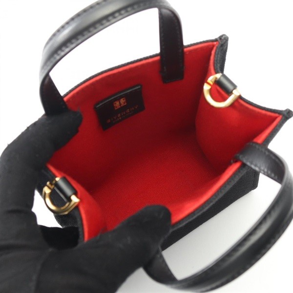 Givenchy G Tote Mini Vertical Bag Canvas Leather Black Women Used Authentic thumbnail 3