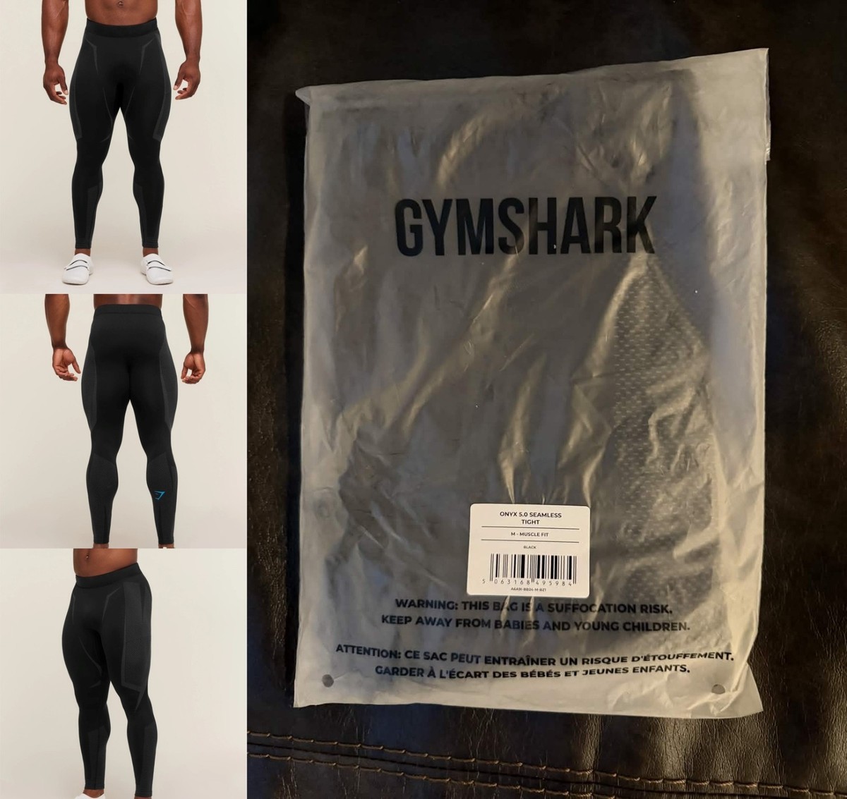 ウォーキング・ランニングウェア  Onyx 5.0 Seamless Tight M - Gymshark Onyx 5.0 Seamless Tight Black/Grey Muscle Fit Pants