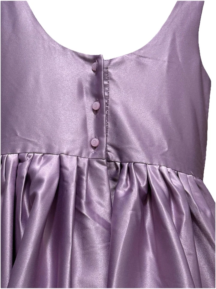 Janie and Jack Púrpura Satén Cupcake Vestido de Vacaciones Lazo Correas para el Hombro Niñas Talla 7 Foto 4 de 4