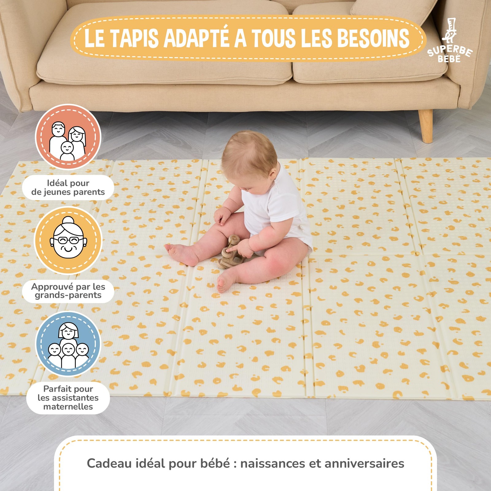 Tapis de jeu pour enfant réversible en mousse premium réversible - 4