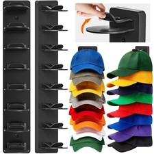 Vocanoe Hat Organizer for Baseball Caps, 2 Pack Rack Wall Black-2pack