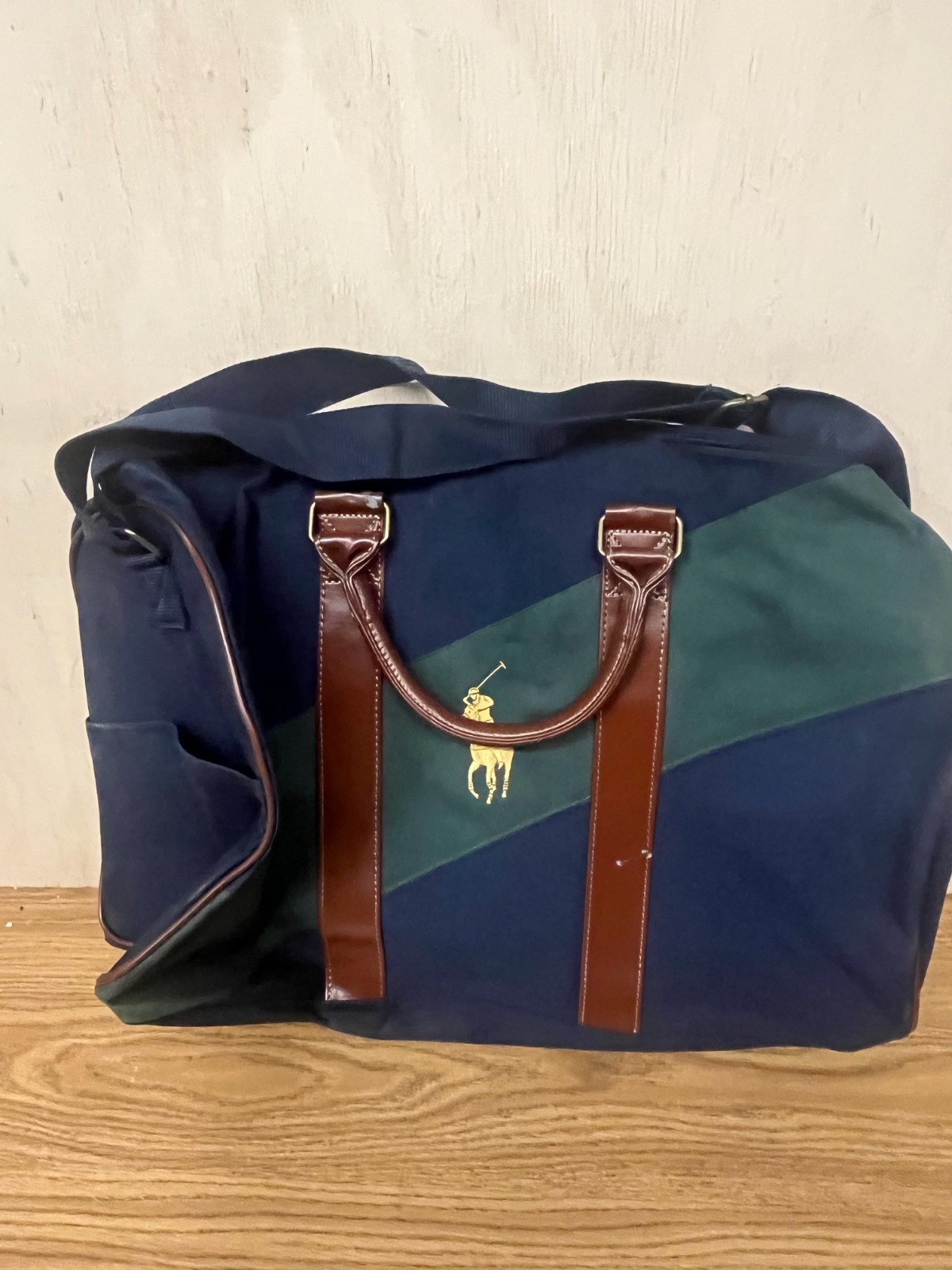 Vtg Polo Ralph Lauren Duffle Bag Green Canvas Overnight Carryon Travel Bag trip