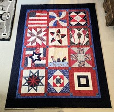 American USA Patriotic Patchwork Handmade Quilt 51x65 Flag July 4th