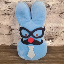 Peeps 9" Blue Attitude Magic Beans Microbead Bunny Blue Plush Glasses Mustache