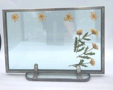 Metal Glass Dried Flower Picture Frame Burnes Of Boston Carr Glass Vtg 1990s 9x6