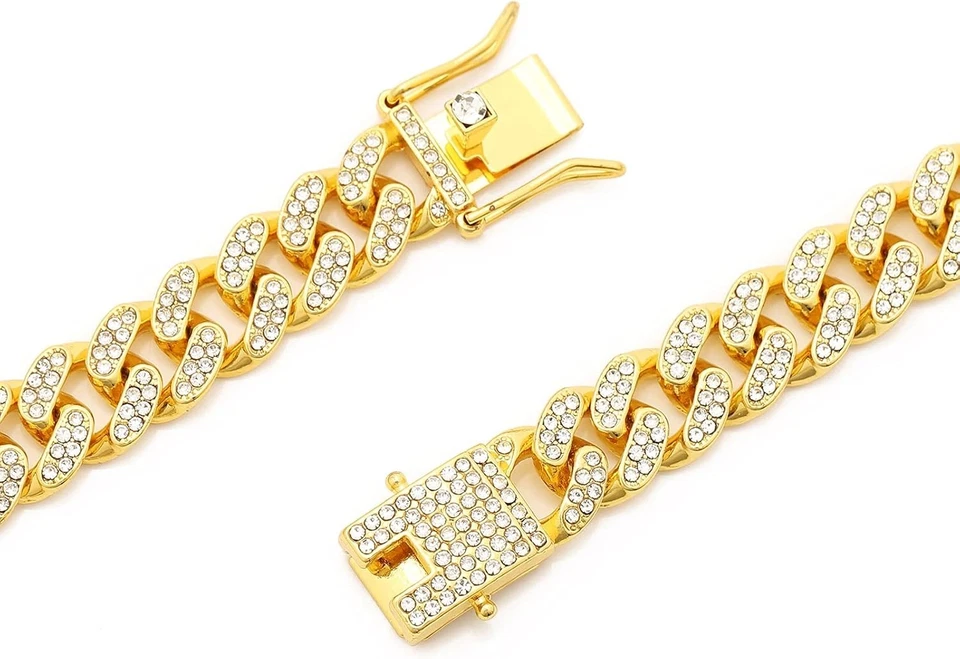 Brazalete de eslabones cubanos helados para hombre, joyería hip hop de diamantes, regalo de 8 mm/13 mm Foto 3 de 4