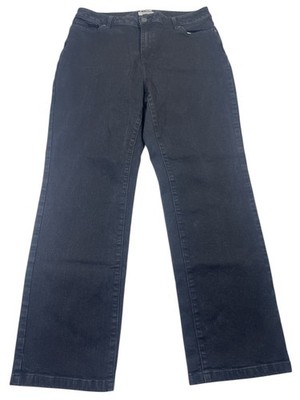 L.L. Bean Jeans Womens 16 Black Denim Cotton Stretch Classic Fit Straight Leg
