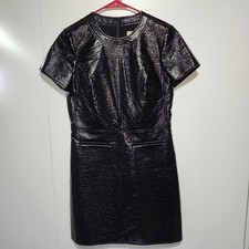 NWT Michael Kors Faux Leather Sheath Dress Black Womens 6 Party Look Cocktail