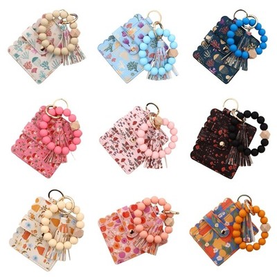 Thin Purse Key Rings Wallet Keychain Bracelet Wristlet Slim Holder