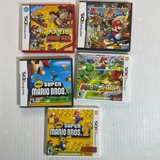 Nintendo DS Lot Of 5 EMPTY CASES Mario Party Donkey Kong Tennis Super Mario Bros