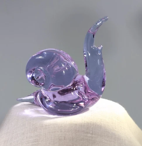 VTG Murano V. Nason Art Glass Purple Snail Paperweight w/ Sticker Signed Italy