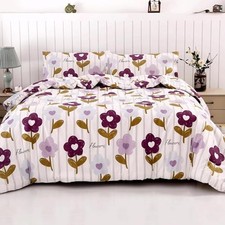 Purple Floral Comforter Set 3 Pieces, Soft Microfiber Queen Floral Purple