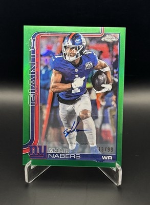 2025 Topps Chrome Malik Nabers NY Giants True Green Variation Auto /99 #BA-MN