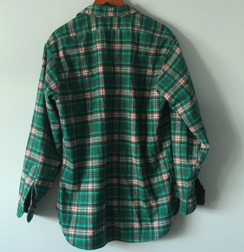 VTG Pendleton Wool Flannel Shirt Green Plaid Size Large Lined Sleeves USA - Picture 4 of 24