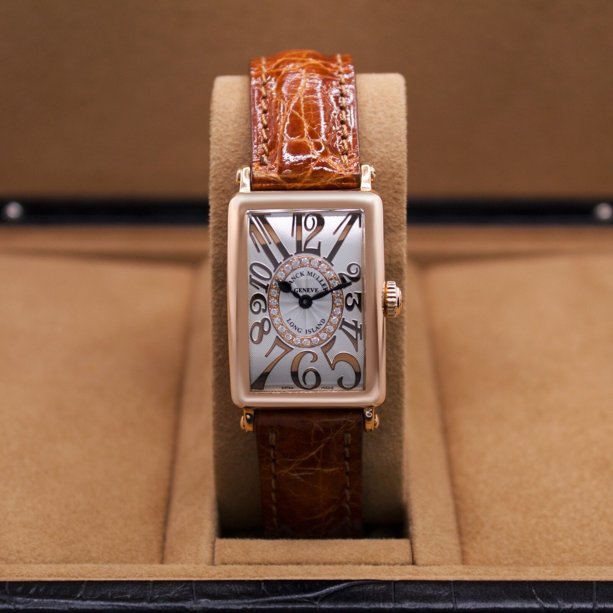 Franck Muller Long Island 23mm Rose Gold Case/Clasp Silver Diamond
