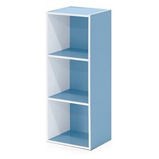 Furinno 11003 3-tier Open Shelf Bookcase White/light Blue for sale