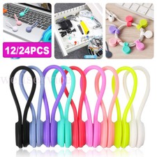 12/24 Cable Magnetic Headphone Ties Organiser Holder Clip Winder Earphone Cord