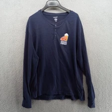 Life is Good Shirt Mens Large Navy Blue Long Sleeve Henley Tee Sunday Funday