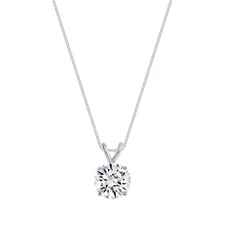 IGI F/VS 2 Ct Round Lab Created Grown Diamond Pendant Necklace 18K White Gold