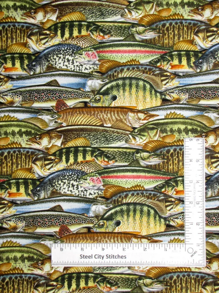 Fish Trout Fishing Fabric Fish Allover Keep It Reel Cotton Blank Textiles  Yard