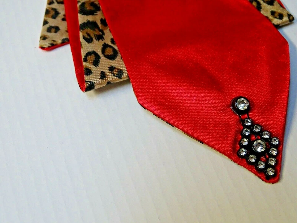 Custom Handmade 3-layer Red Leopard tie Necktie Vintage style Wedding Prom Gift - Image 3 of 4