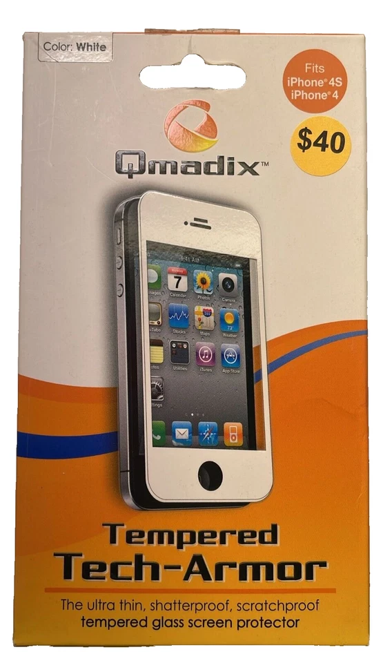 Qmadix Tempered Tech Armor Glass Screen Protector for Apple iPhone 4/4S, White - Image 2 of 4