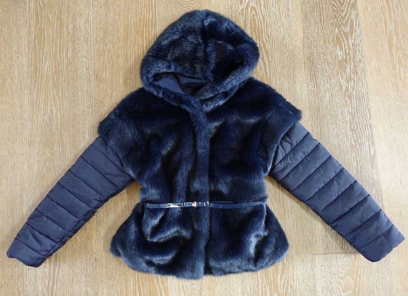 Monnalisa Girls Blue Faux Fur Jacket Size 10 lkNEW