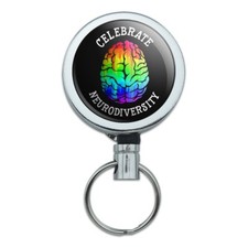 Celebrate Neurodiversity Brain Autism Retractable Belt Clip Badge Key Holder