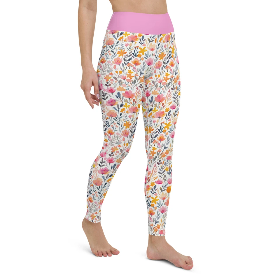 Leggings de yoga acuarela pequeñas flores con bolsillo Foto 4 de 4