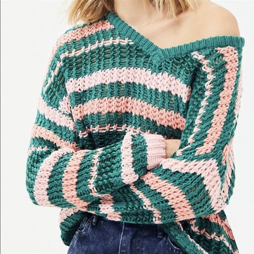 MINKPINK Remy Striped Multicolor Knit V-neck Sweater size M | eBay