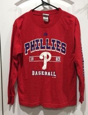 Red White And Blue Long Sleeve Youth Phillies Baseball Shirt Sz L